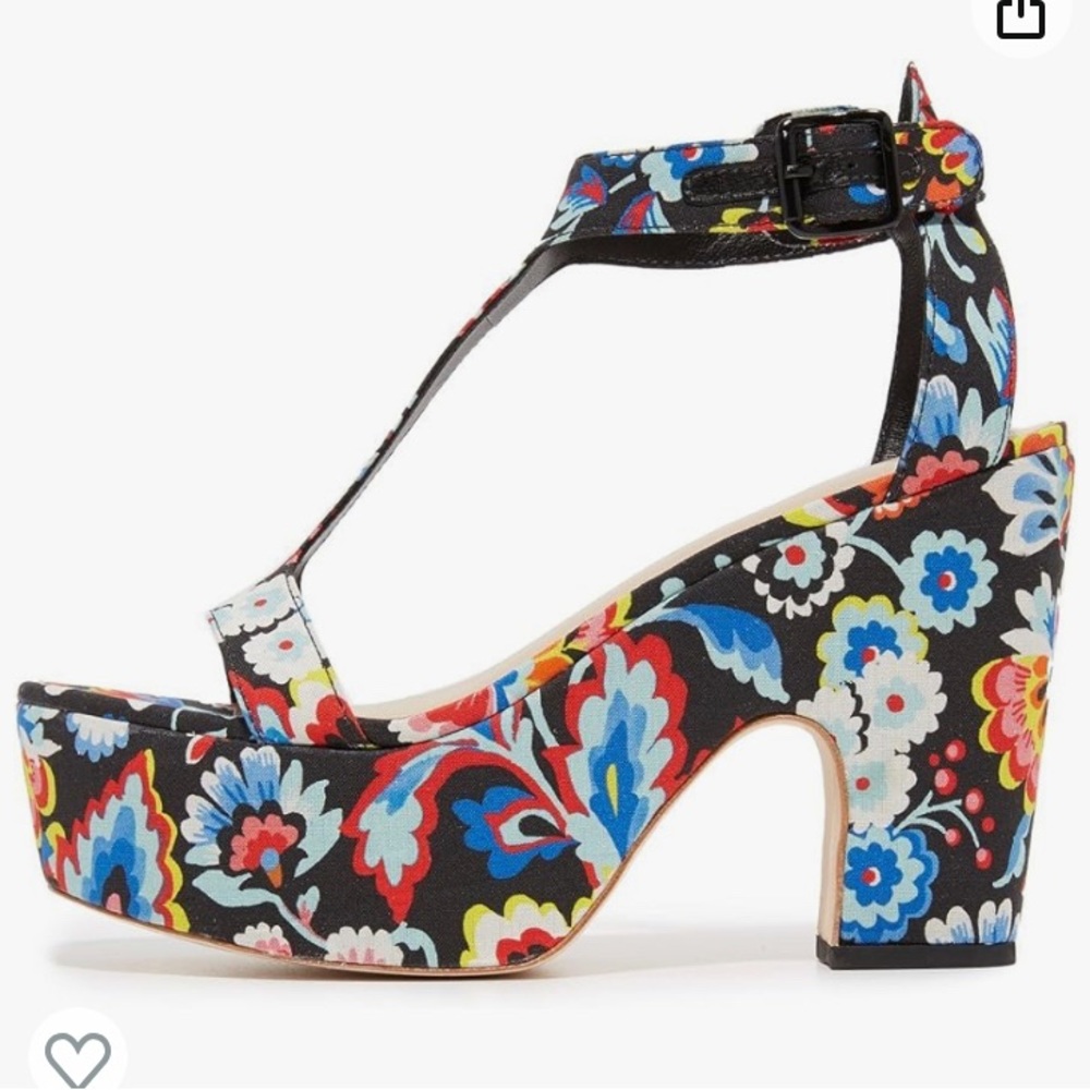 Loeffler Randall Minette Floral-Print Platform Sandal, Black/Multi Size 61/2 - Picture 3 of 11